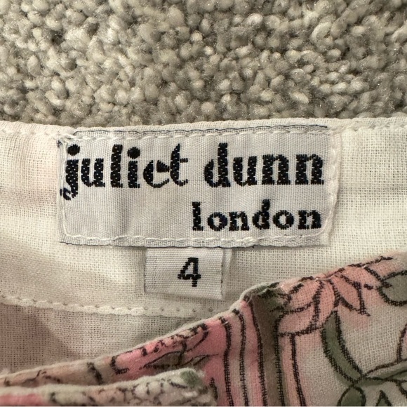 Juliet Dunn Tie Shoulder Dress With Rose Border, White and Pink size 10 / Large - Picture 5 of 12